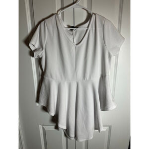 Love White Peplum Blouse 3X
